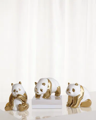 Port 68 Panda Objects, Set Of 3 In Gold