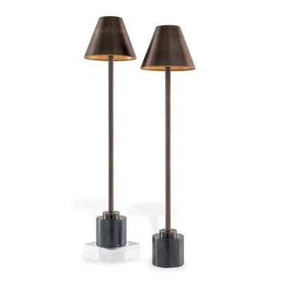 Port 68 Parliament Metal/marble/stone Buffet Lamp In Black,brown