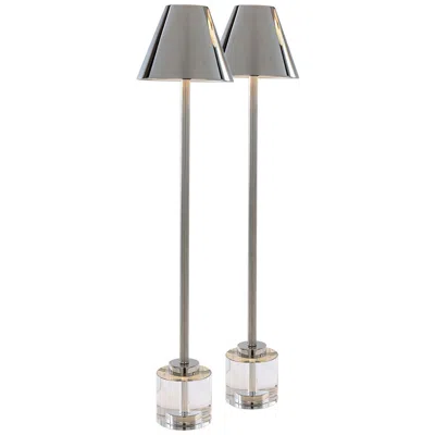 Port 68 Parliament Polished Nickel Table Lamps Set Of 2