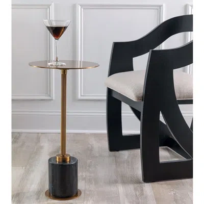 Port 68 Parliament Steel Pedestal End Table In Aged Brass