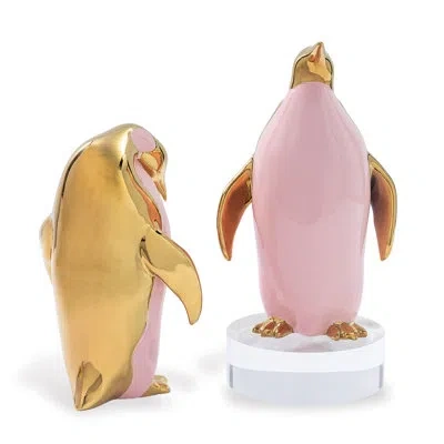 Port 68 Penguin Objects (set/2) In Pink,gold