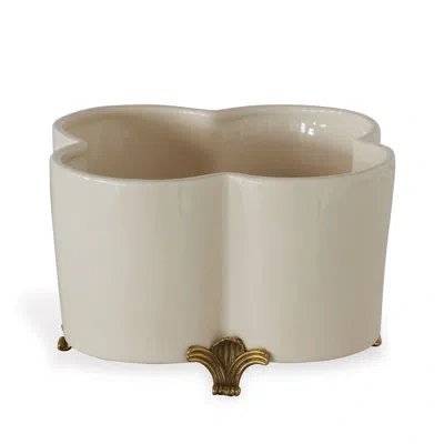 Port 68 Quatrefoil Porcelain Pot Planter In Cream