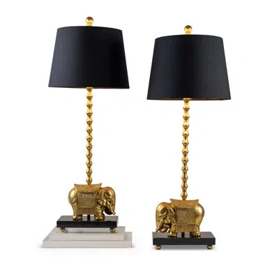 Port 68 Royal Gold Elephant Lamp In Black
