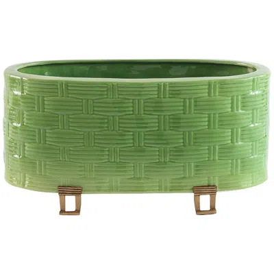 Port 68 Sanibel Glossy Green Oval Planter