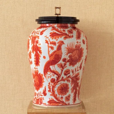Port 68 Scalamandre 21" Porcelain Jar In Coral