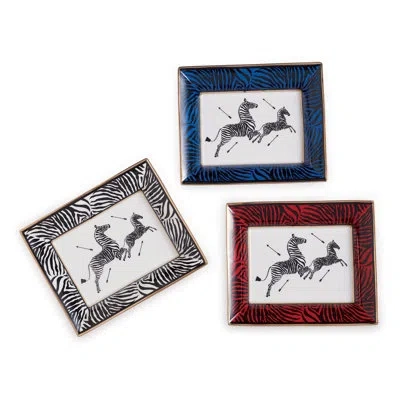 Port 68 Scalamandre 3 Piece Porcelain Rectangle Decorative Plate Set In White In Multi