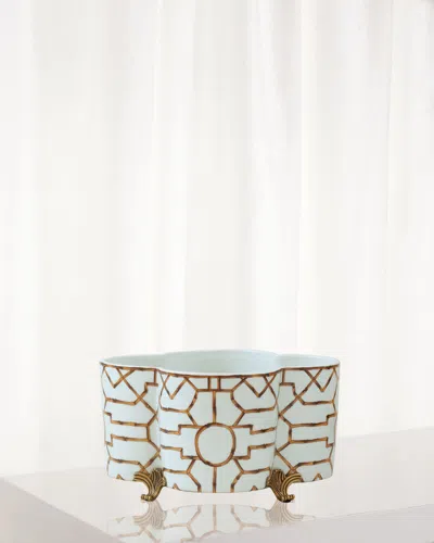 Port 68 Scalamandre For  Baldwin Quatrefoil Planter In Brass/white