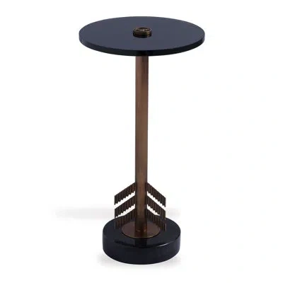 Port 68 Scalamandre Glass Top Pedestal End Table In Black