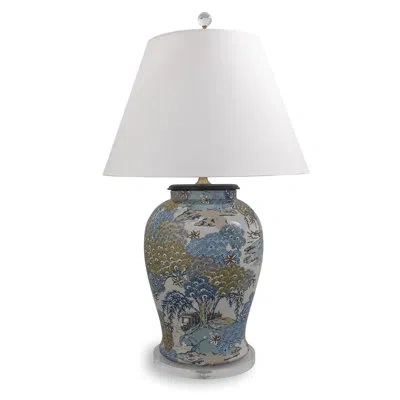Port 68 Scalamandre Sea Of Trees Lamp In Blue;white;green
