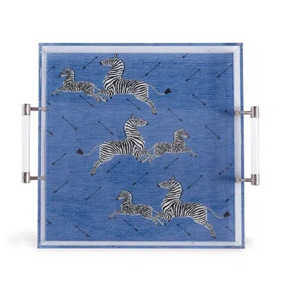 Port 68 Scalamandre Zebra Vanity Tray In Blue