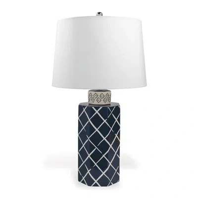 Port 68 Sconset Porcelain Table Lamp In White;navy Blue