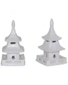 Port 68 Set Of 2 Pagoda Short Objects In White