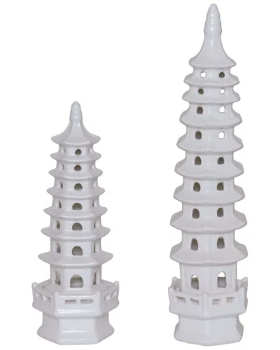 Port 68 Set Of 2 Pagoda Tall Objects In White
