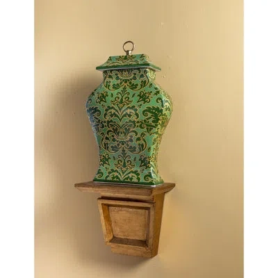 Port 68 Williamsburg Damask Jar In Green;gold