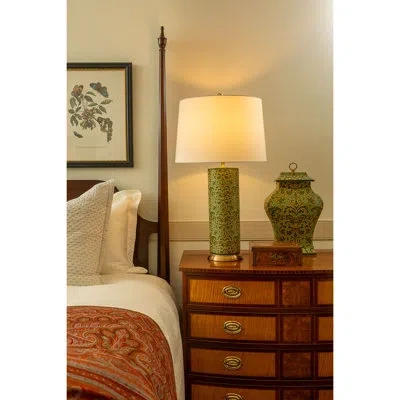 Port 68 Williamsburg Damask Lamp In Emerald Green