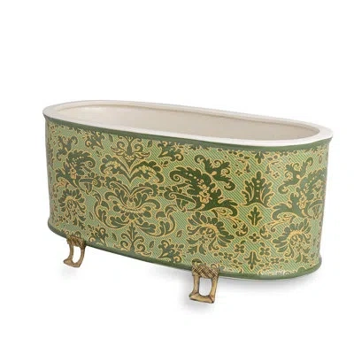 Port 68 Williamsburg Damask Oval Planter In Green