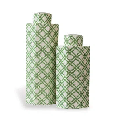 Port 68 Williamsburg White/green Porcelain Jar In White;green