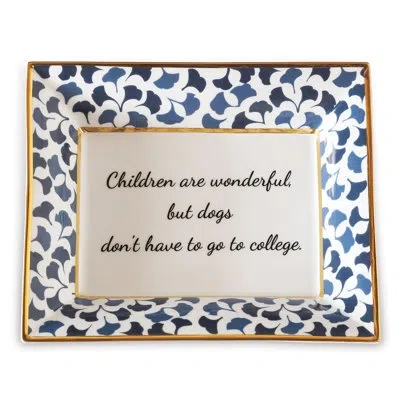 Port 68 Word Up 2 Piece Porcelain Rectangle Decorative Plate Set In Blue/white In Blue,white