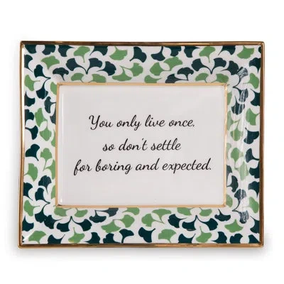 Port 68 Word Up 2 Piece Porcelain Rectangle Decorative Plate Set In Green/white In Green,white