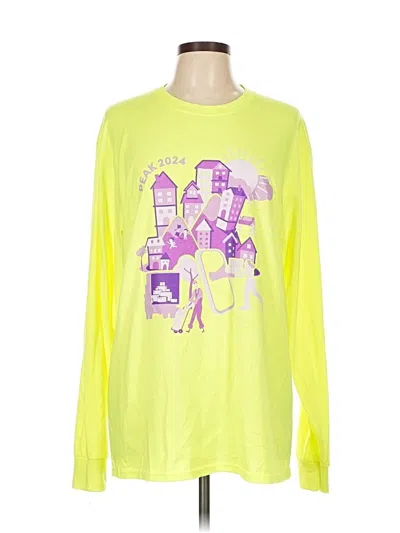 Pre-owned Port & Company Long Sleeve T-shirt In Yellow