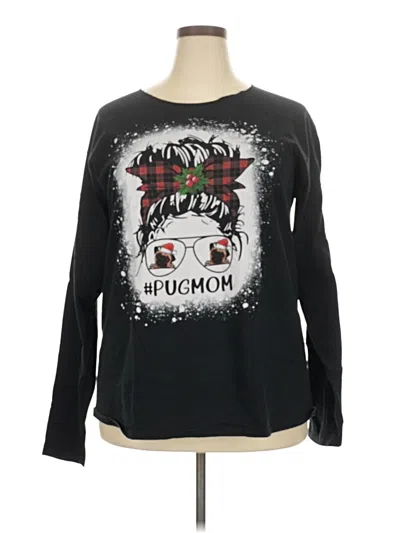 Pre-owned Port & Company Long Sleeve T-shirt In Black