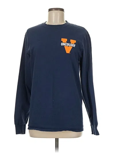 Pre-owned Port & Company Long Sleeve T-shirt In Blue