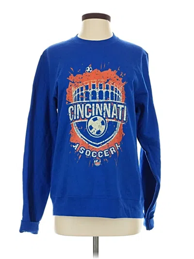Pre-owned Port & Company Long Sleeve T-shirt In Blue