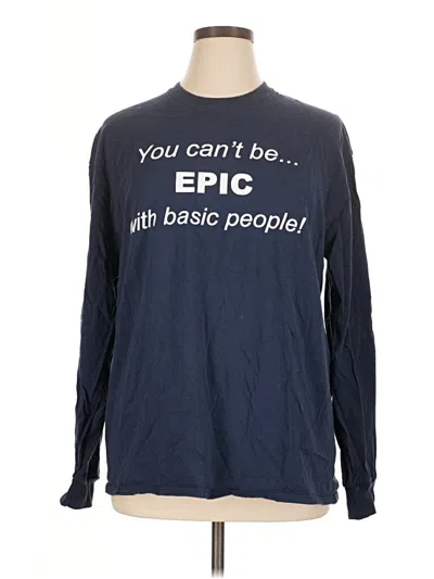 Pre-owned Port & Company Long Sleeve T-shirt In Blue