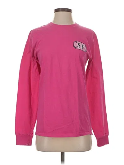 Pre-owned Port & Company Long Sleeve T-shirt In Pink
