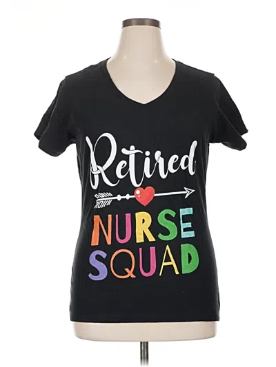 Pre-owned Port & Company Short Sleeve Blouse In Black