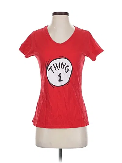 Pre-owned Port & Company Short Sleeve Top Red Scoop Neck Tops