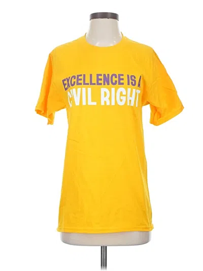 Pre-owned Port & Company Short Sleeve Top Yellow Crew Neck Tops