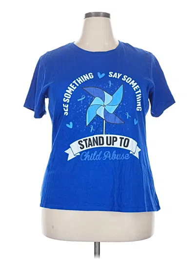 Pre-owned Port & Company Short Sleeve T-shirt In Blue