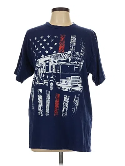 Pre-owned Port & Company Short Sleeve T-shirt In Blue
