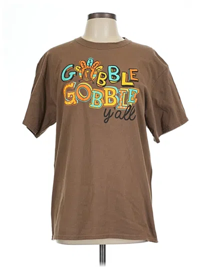 Pre-owned Port & Company Short Sleeve T-shirt In Brown