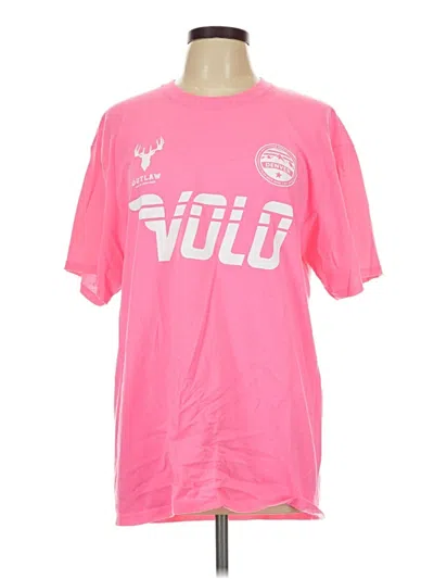 Pre-owned Port & Company Short Sleeve T-shirt In Pink