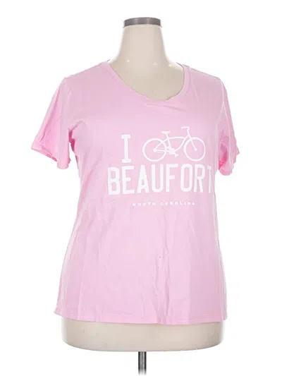 Pre-owned Port & Company Short Sleeve T-shirt In Pink