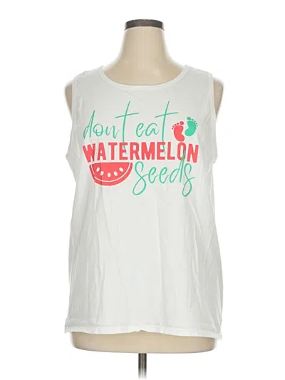 Pre-owned Port & Company Sleeveless T-shirt In White