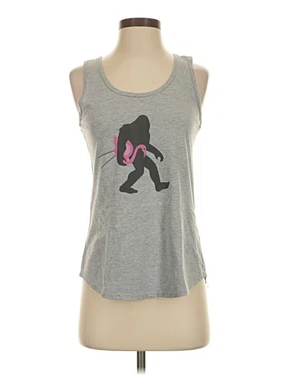 Pre-owned Port & Company Tank Top Gray Strapless Neckline Tops