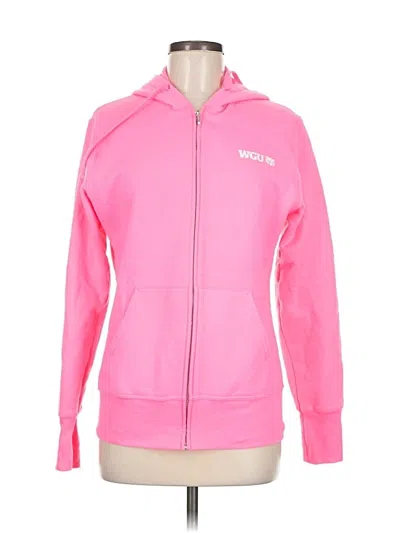 Pre-owned Port & Company Zip Up Hoodie In Pink
