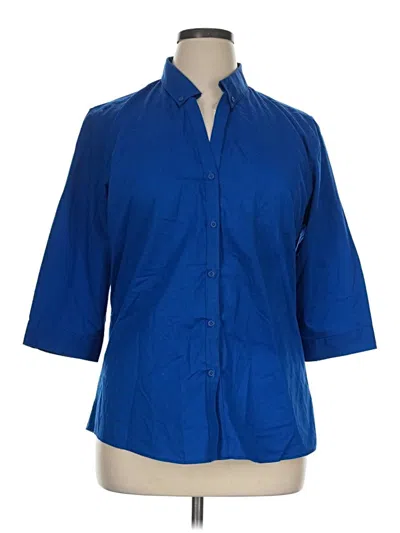 Pre-owned Port Authority 3/4 Sleeve Button Down Shirt In Blue