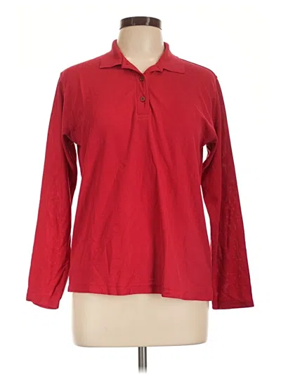 Pre-owned Port Authority Long Sleeve Blouse In Red