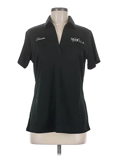 Pre-owned Port Authority Short Sleeve Top Black Collared Neckline Tops