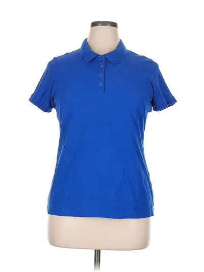 Pre-owned Port Authority Short Sleeve Top Blue Collared Neckline Tops