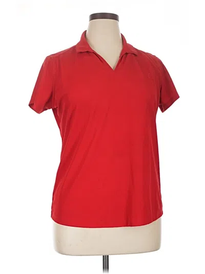Pre-owned Port Authority Short Sleeve Top Red Collared Neckline Tops