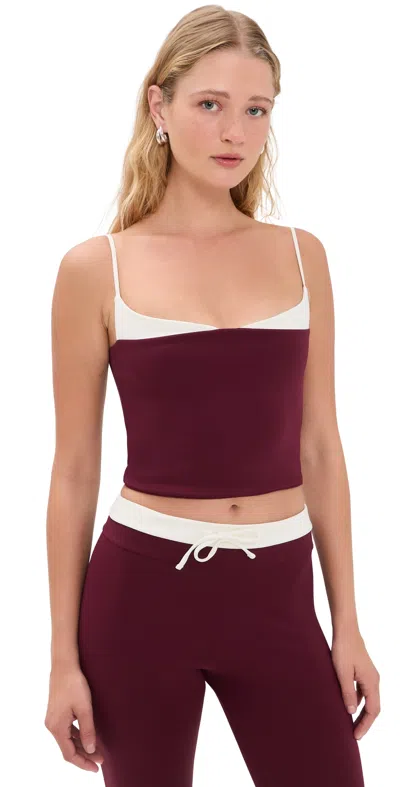 Port De Bras Amaya Top Burgundy/chantilly In Black