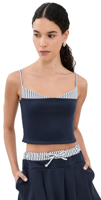 Port De Bras Amaya Top Navy/chantilly In Black