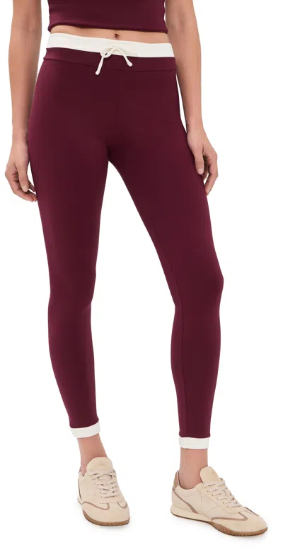Port De Bras Anne Leggings Burgundy/chantilly In Red