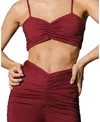 Port De Bras Rouched Top In Burgundy