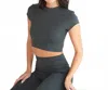 Port De Bras Crop Tee In Dark Grey In Gray